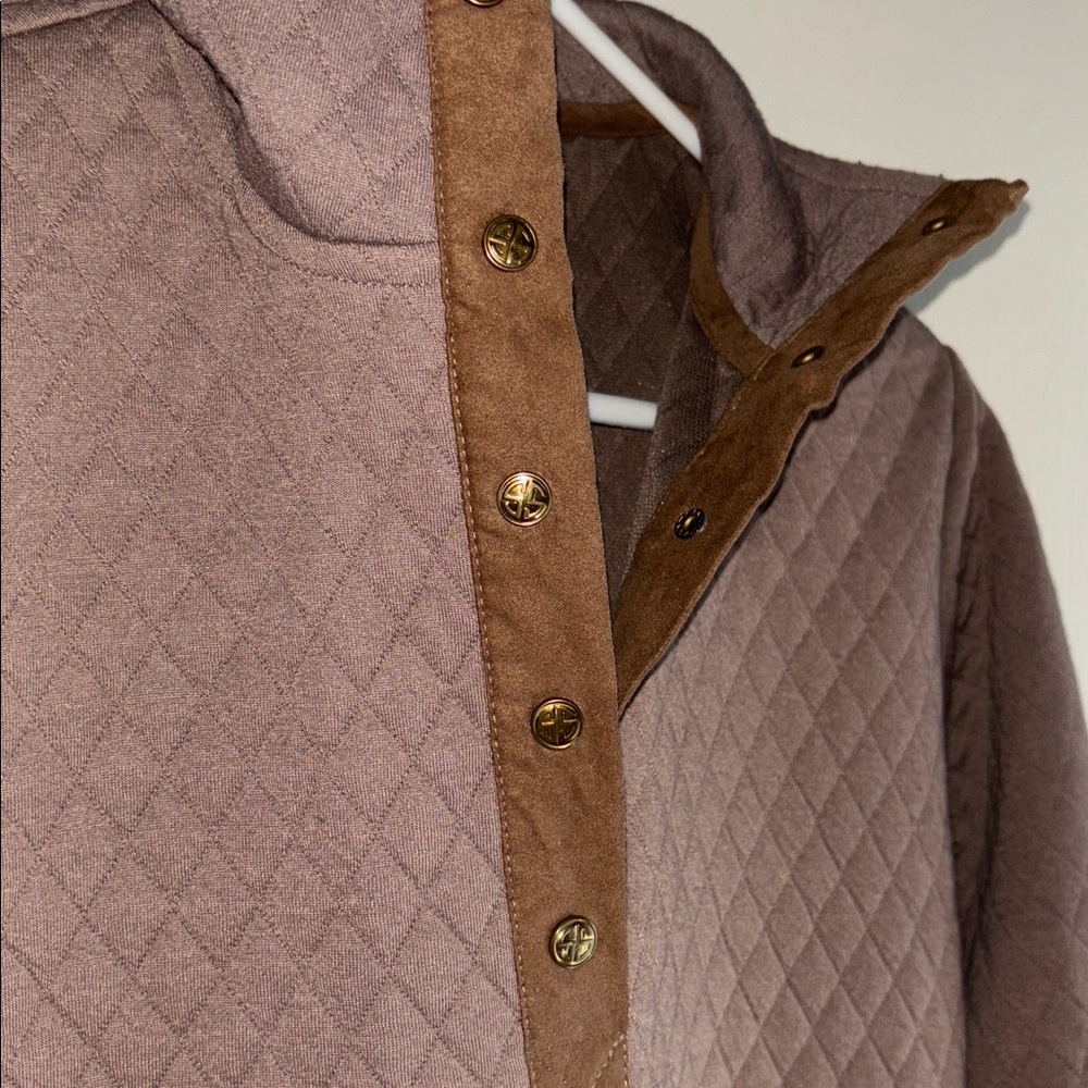 Simply Southern Brown Quilted Jacket women’s size S with 5 Golden snap buttons - Picture 7 of 12